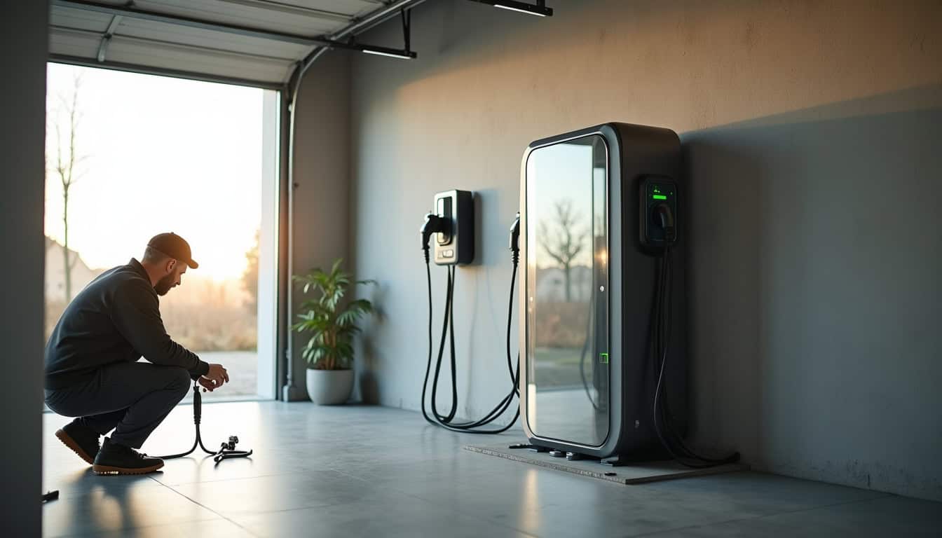 Installation d'une borne de recharge électrique dans un garage à Langrune-sur-Mer
