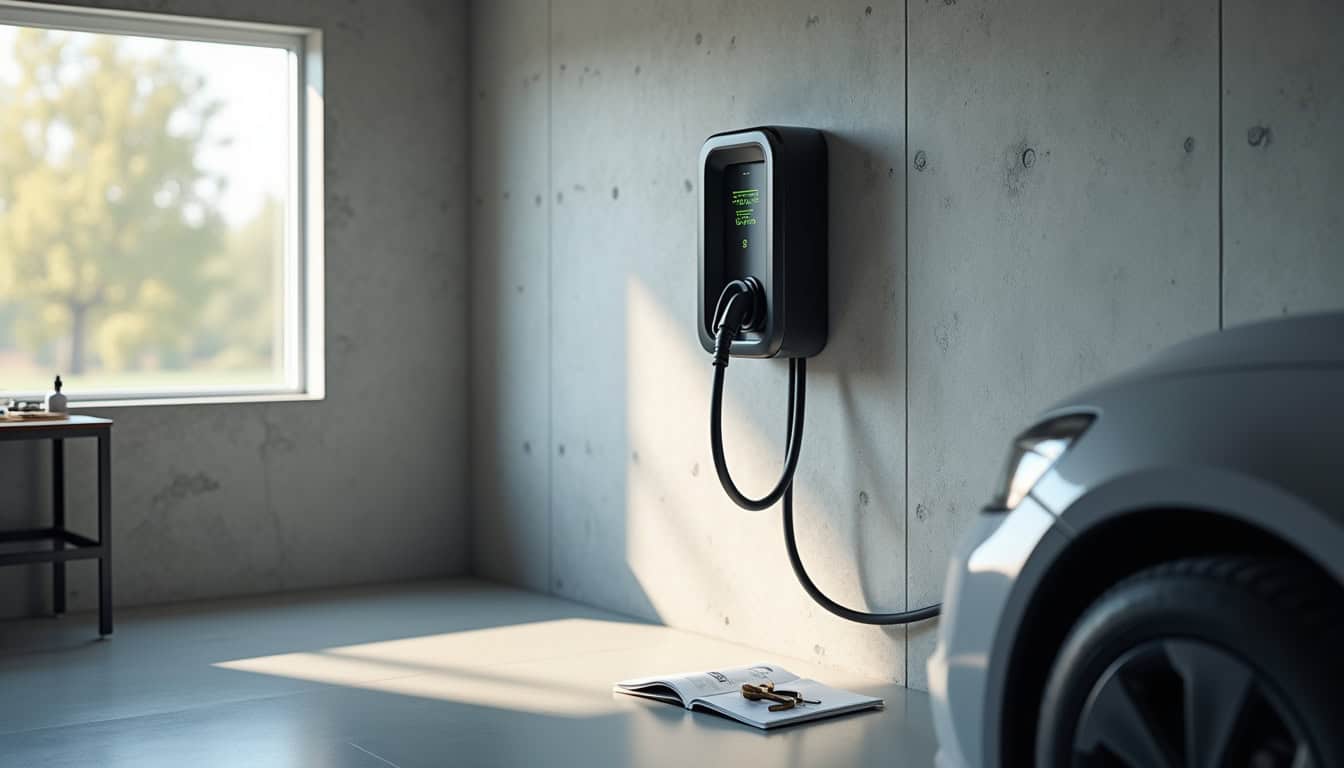 Installation d'une borne de recharge électrique dans un garage à Le Mérévillois
