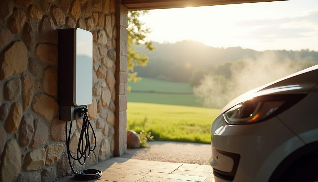 Installation d'une borne de recharge électrique dans un garage privé à la campagne