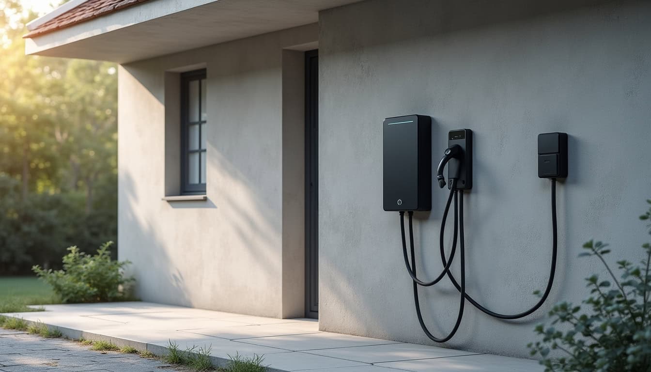 Installation d’une borne de recharge électrique dans un garage privé à Parmain, avec câblage sécurisé et borne murale