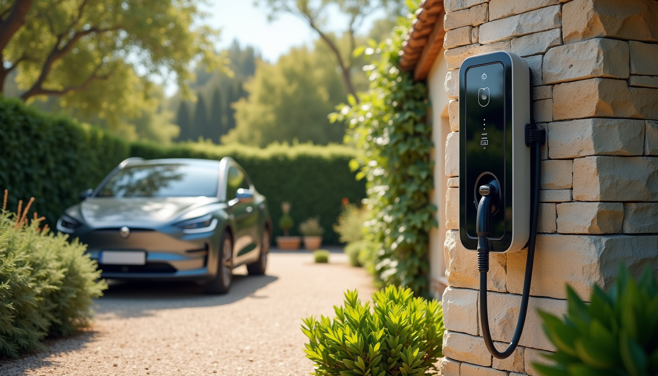 Installation d'une borne de recharge électrique dans un jardin à Azille