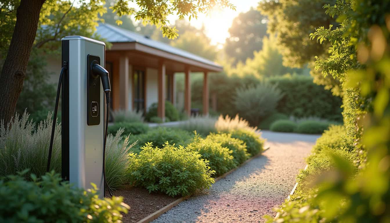Installation d'une borne de recharge électrique dans un jardin à Derval