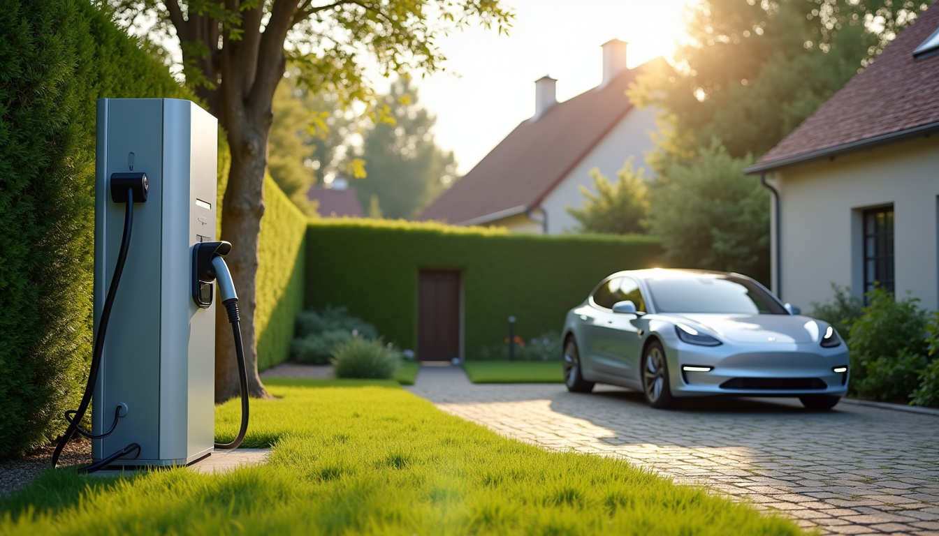 Installation d'une borne de recharge électrique dans un jardin de maison à Candas