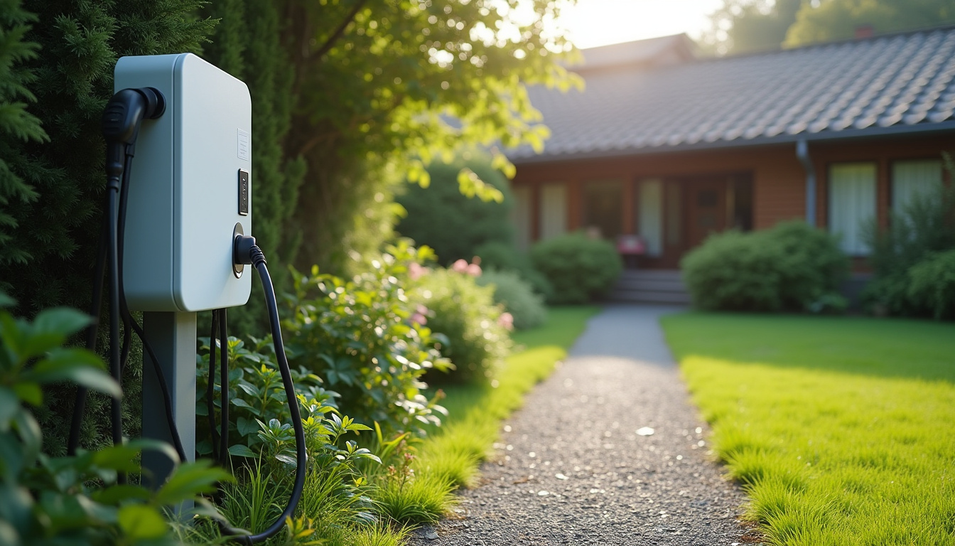 Installation d'une borne de recharge électrique dans un jardin extérieur à Sore