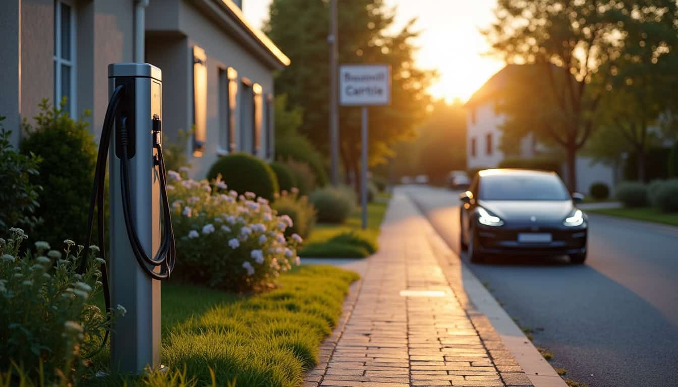 Installation d'une borne de recharge électrique dans un jardin résidentiel à Bouzonville