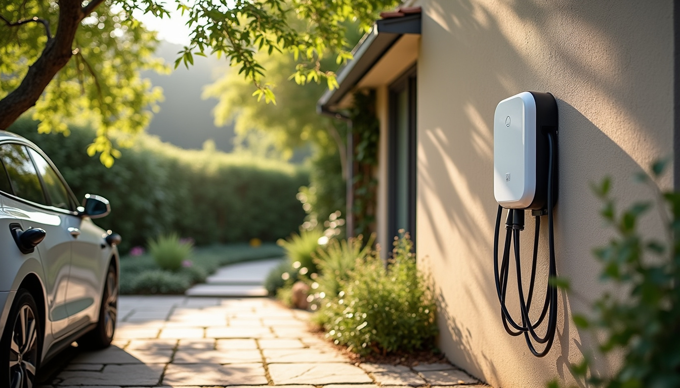 Installation d'une borne de recharge électrique dans un jardin résidentiel à Saint-Paul-de-Jarrat