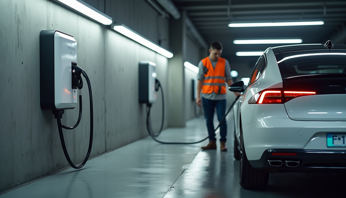 Installation d'une borne de recharge électrique dans un parking à Pantin