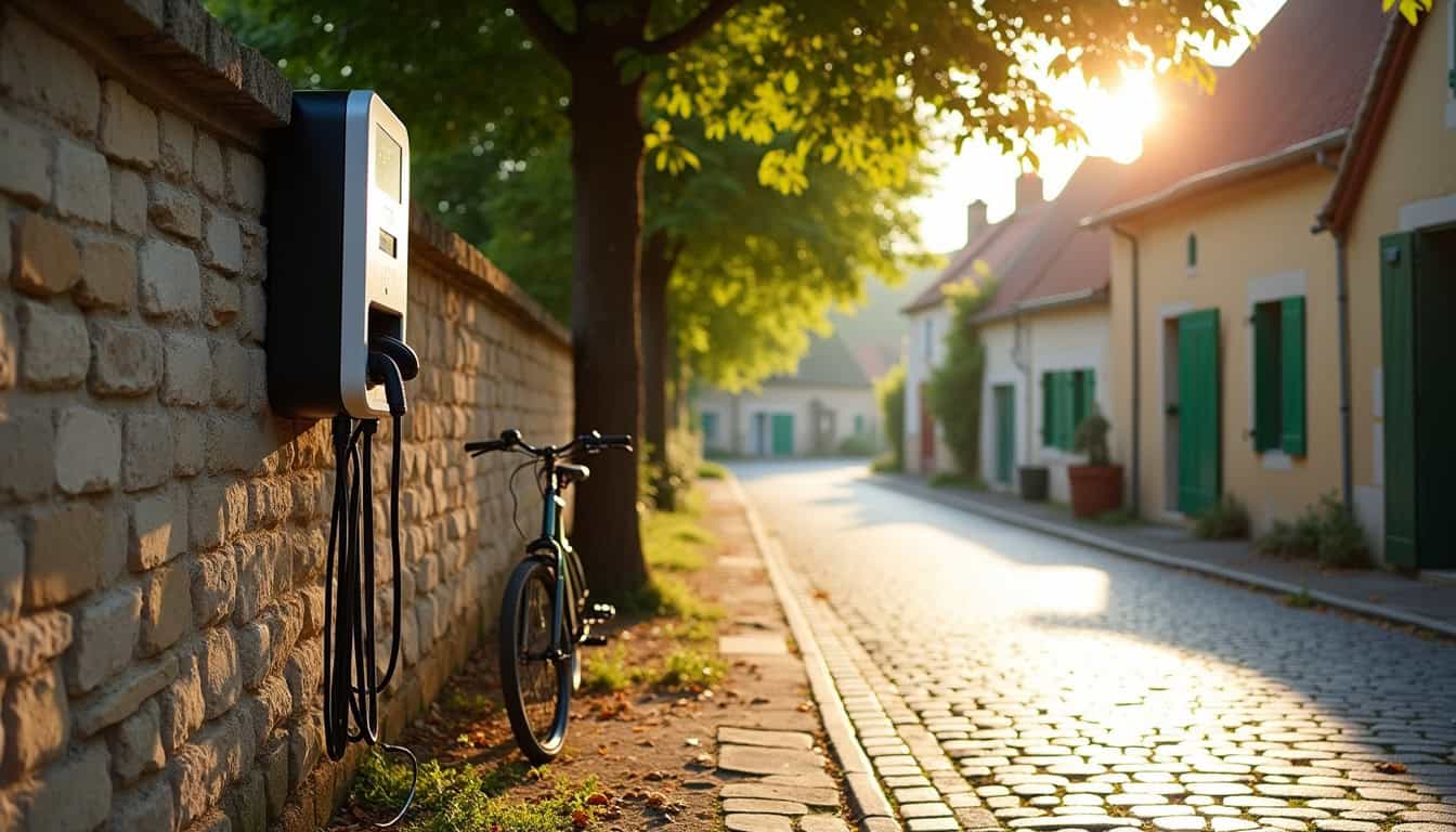 Installation d'une borne de recharge électrique dans une rue de Saint-Denis-lès-Rebais
