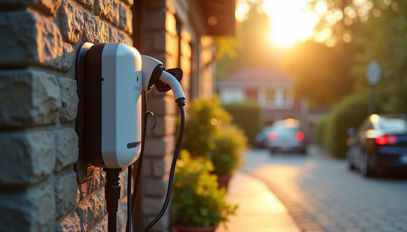 Installation d'une borne de recharge électrique devant un domicile à Saint-Pourçain-sur-Sioule