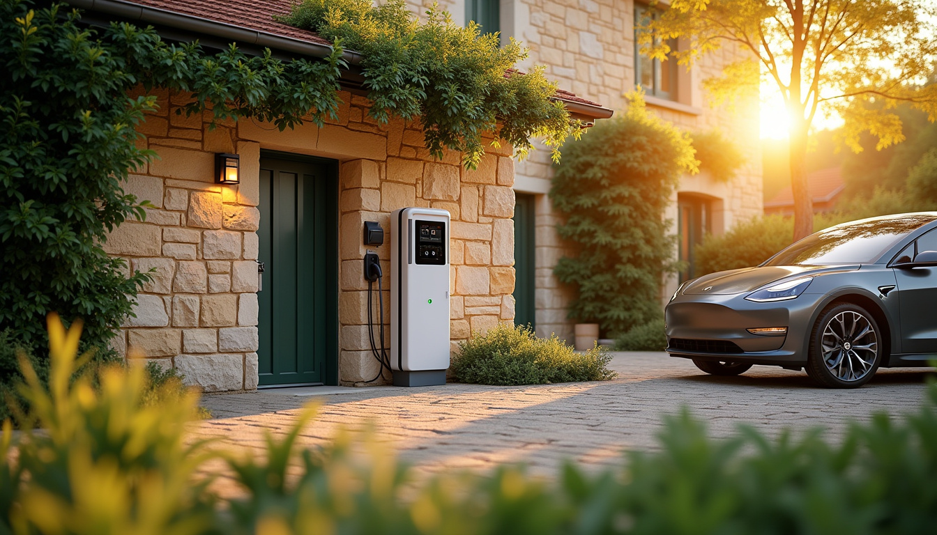 Installation d'une borne de recharge électrique devant un garage à Agen, Lot-et-Garonne