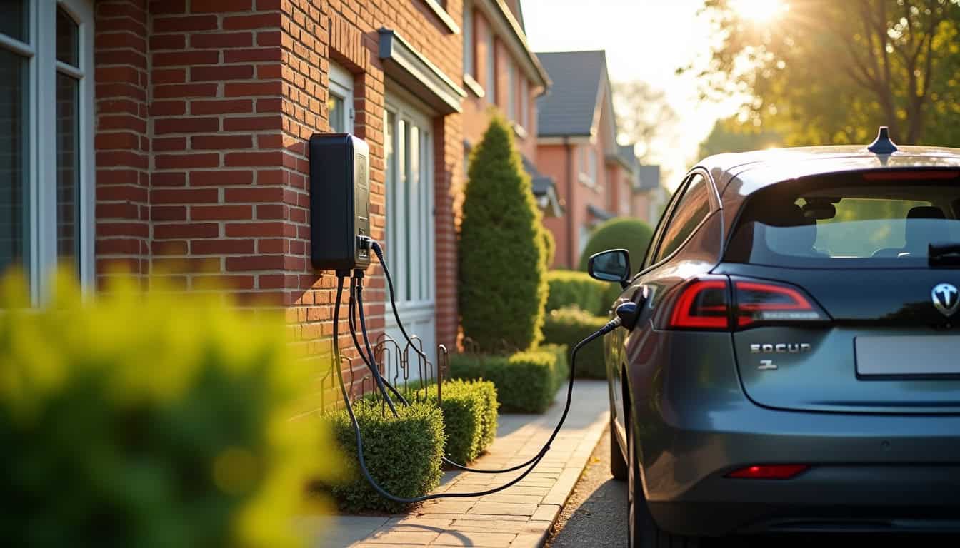 Installation d'une borne de recharge électrique devant un pavillon à Feucherolles