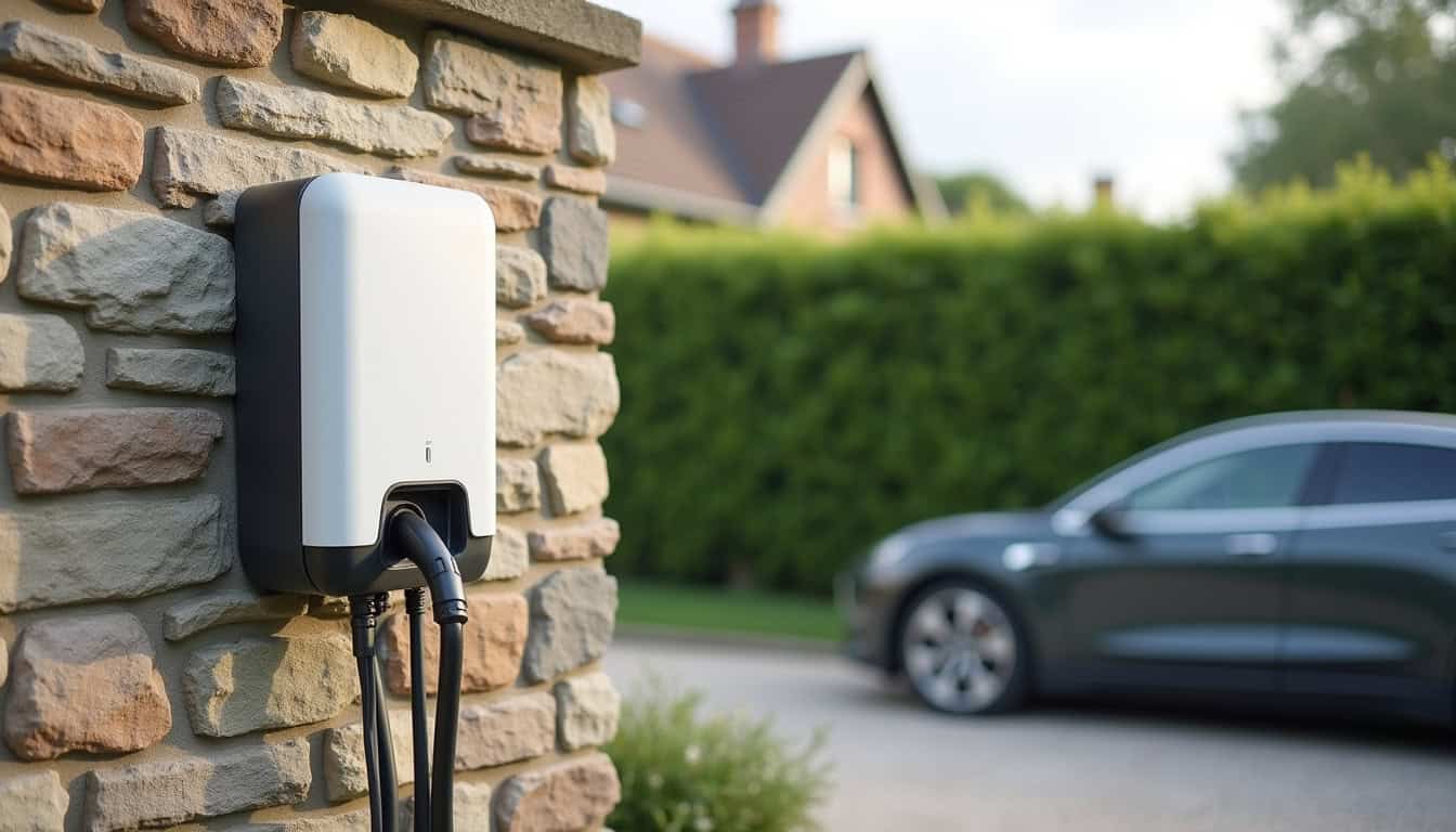 Installation d'une borne de recharge électrique devant un pavillon à Saint-Dolay