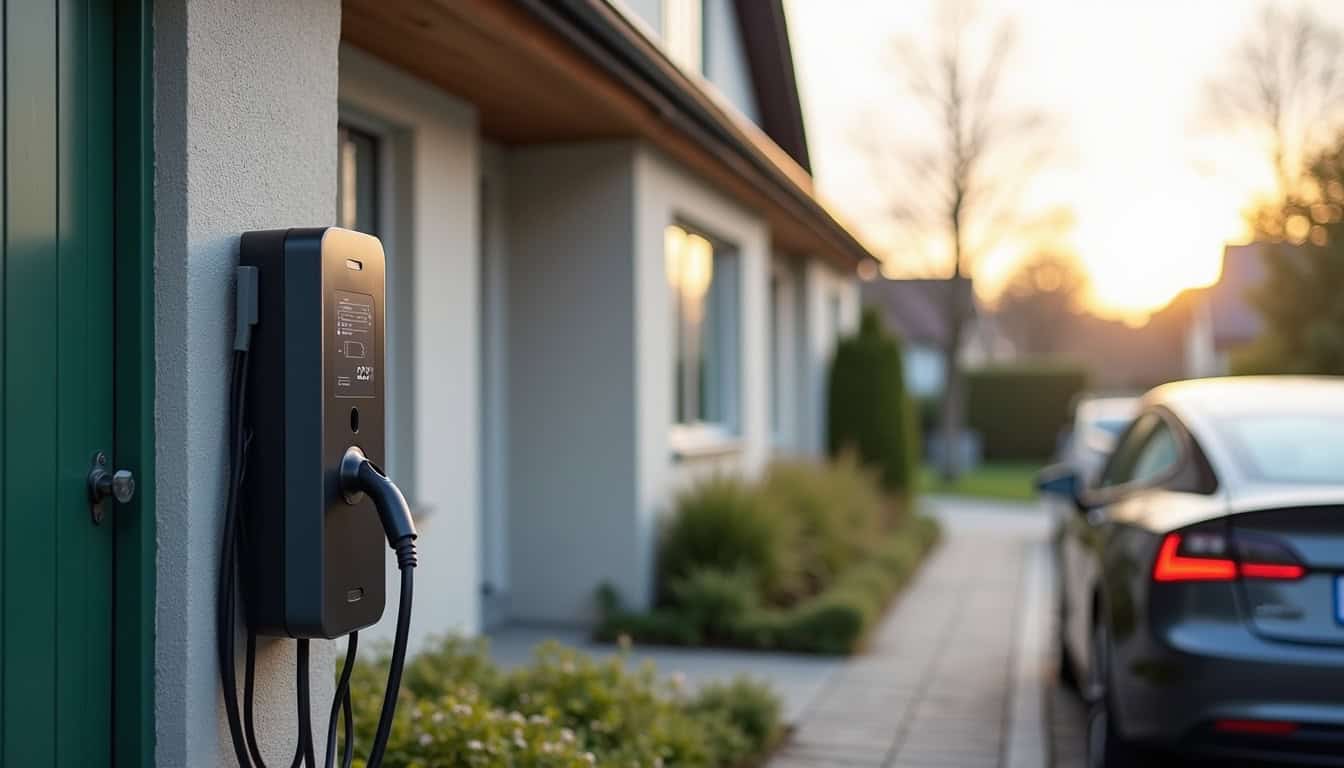 Installation d'une borne de recharge électrique devant une maison à Blotzheim