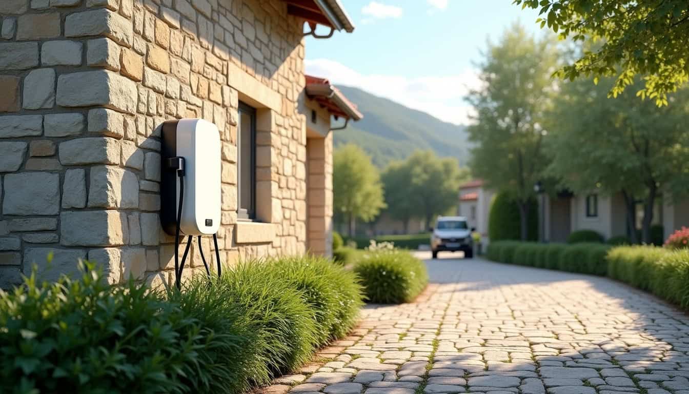 Installation d'une borne de recharge électrique devant une maison à Cublize