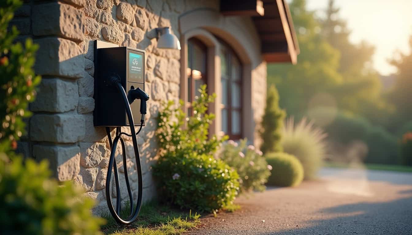 Installation d'une borne de recharge électrique devant une maison à Felletin
