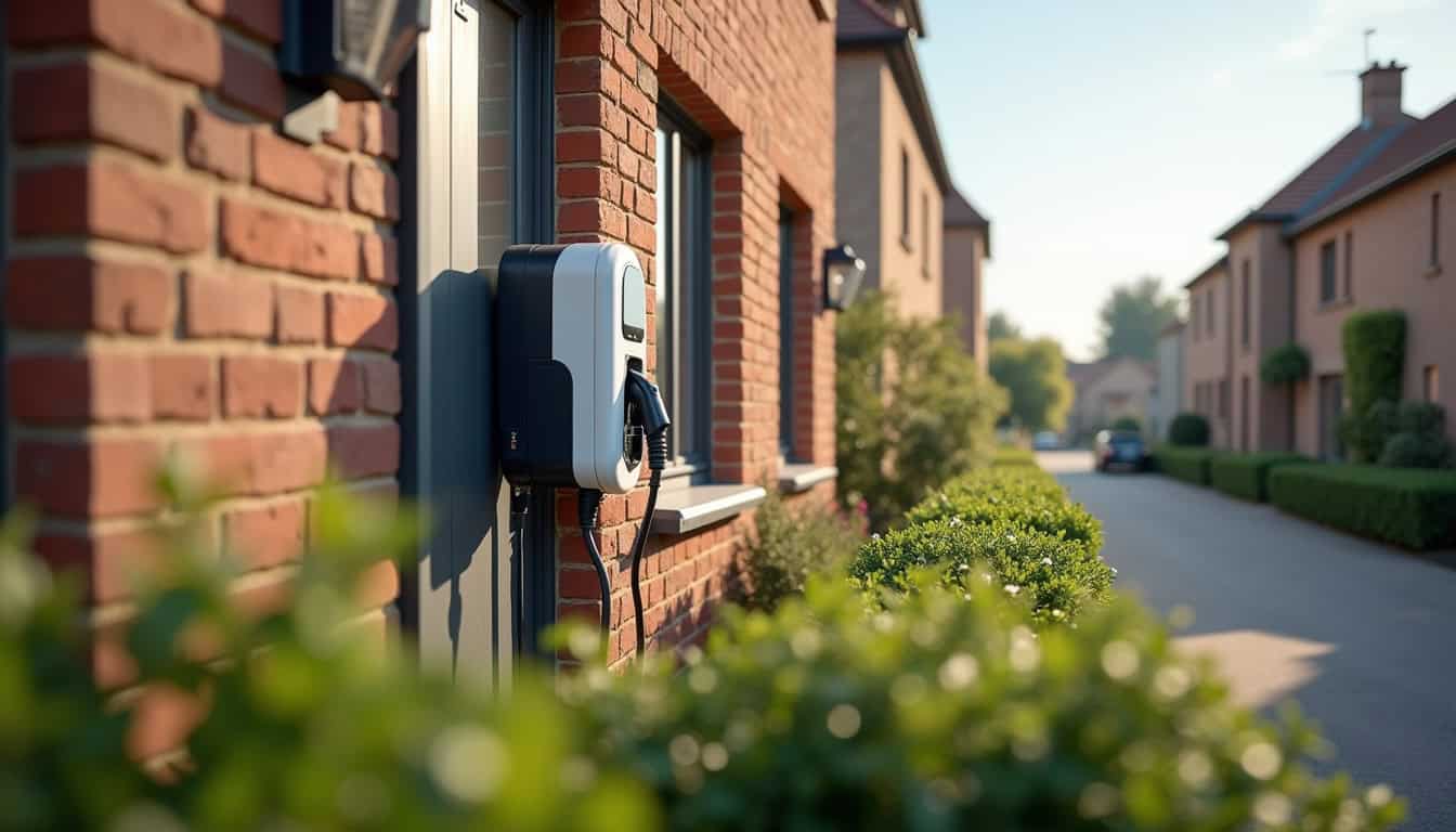 Installation d'une borne de recharge électrique devant une maison à Fontaine-le-bourg