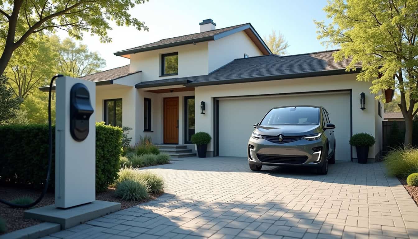 Installation d'une borne de recharge électrique devant une maison à Giberville