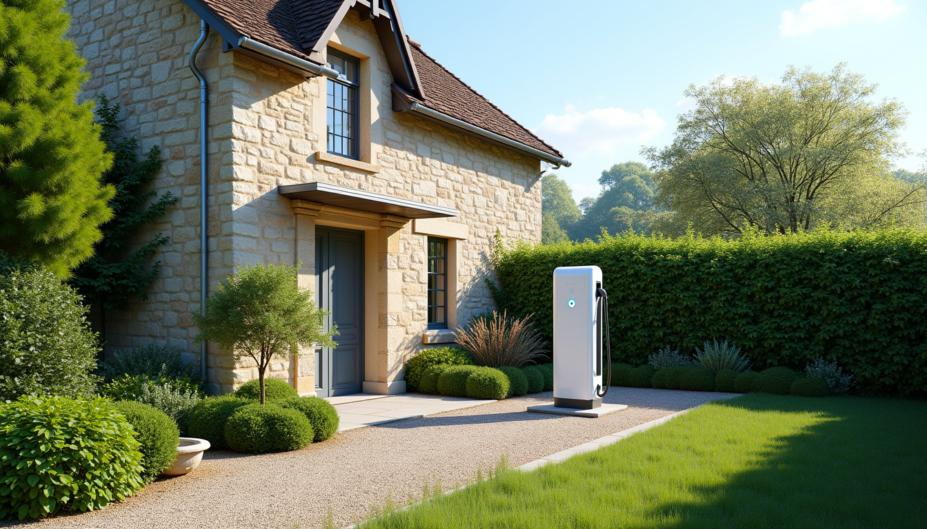 Installation d'une borne de recharge électrique devant une maison à La Ferrière-aux-Étangs
