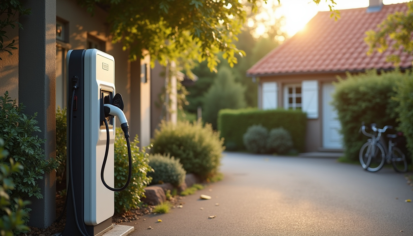Installation d'une borne de recharge électrique devant une maison à Lugos