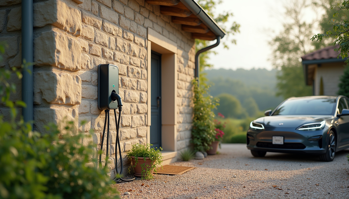 Installation d'une borne de recharge électrique devant une maison à Malauzat