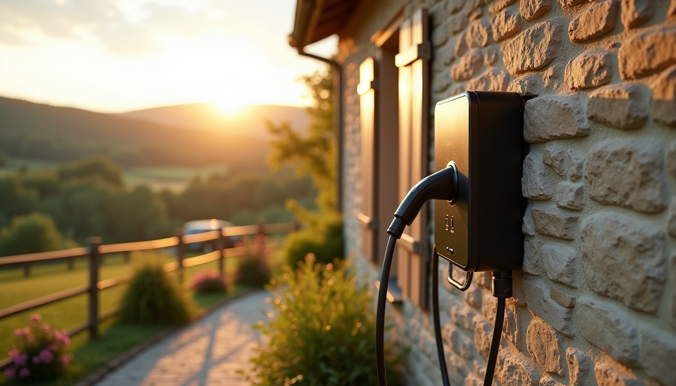 Installation d'une borne de recharge électrique devant une maison à Mazières-en-Mauges