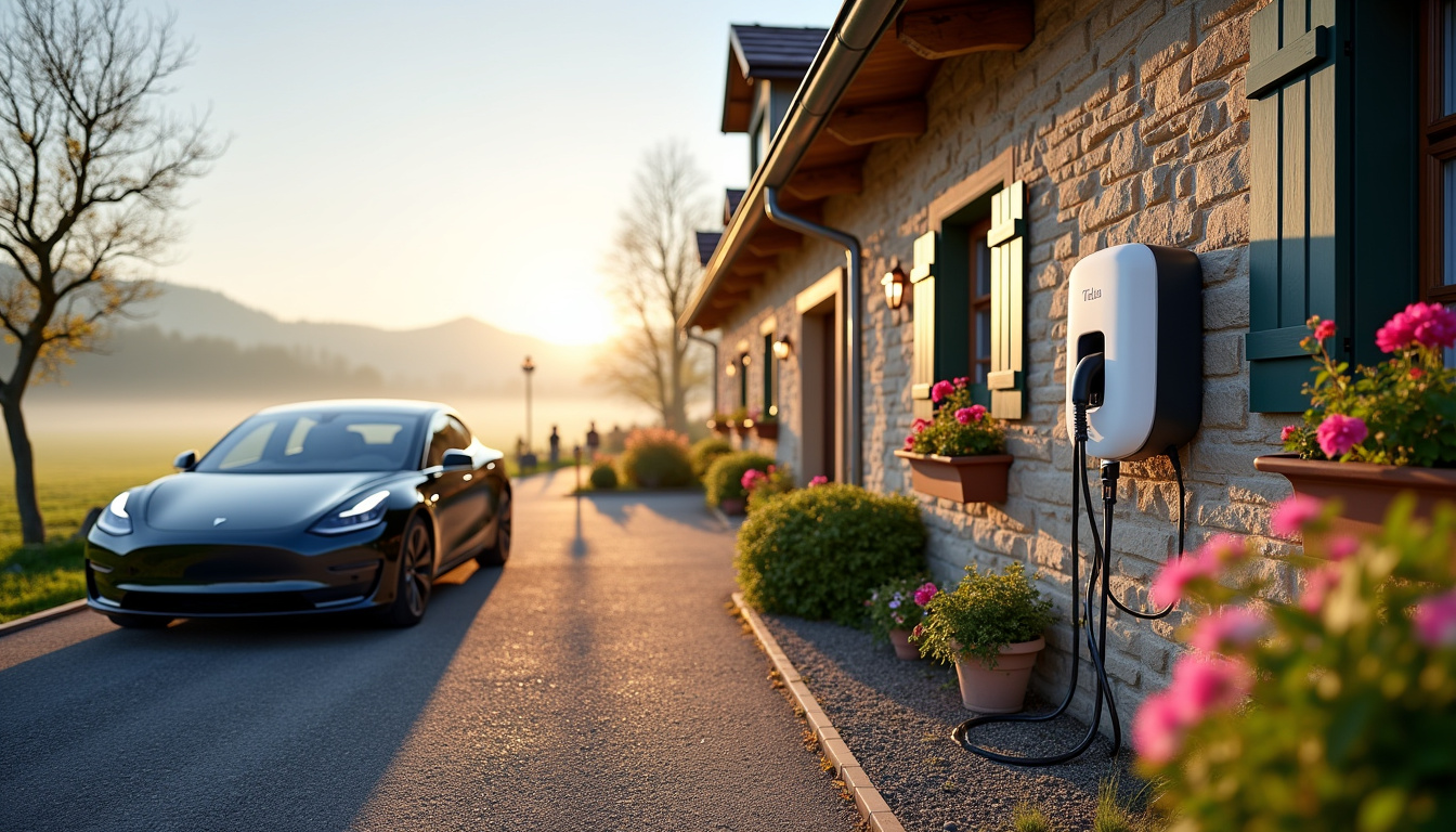 Installation d'une borne de recharge électrique devant une maison à Oberhaslach