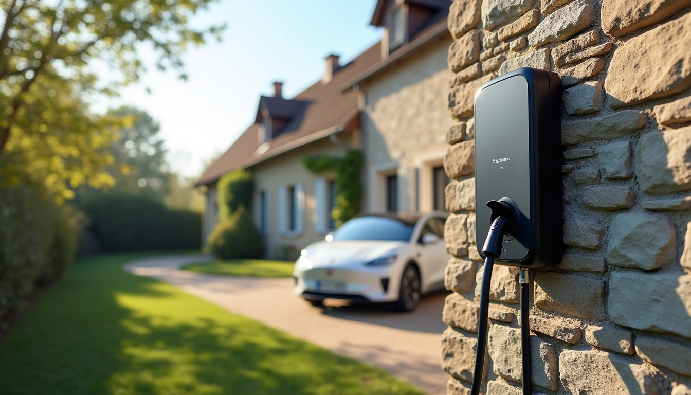 Installation d'une borne de recharge électrique devant une maison à Pleaux