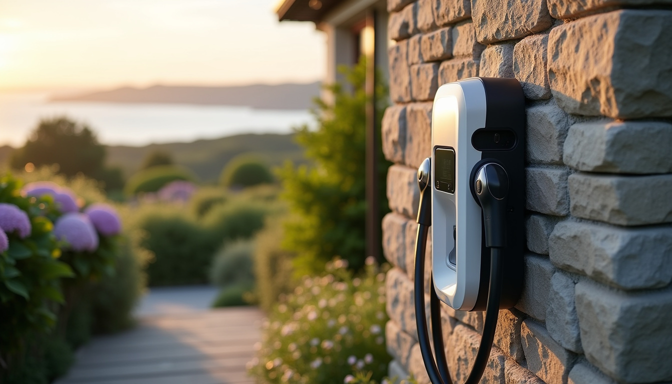 Installation d'une borne de recharge électrique devant une maison à Plurien