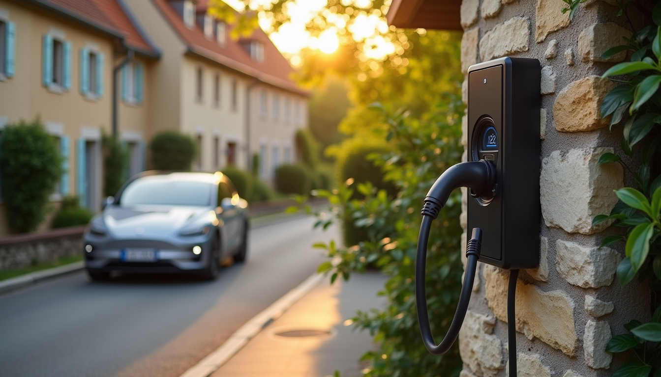 Installation d'une borne de recharge électrique devant une maison à Saint-Bonnet-de-Mure