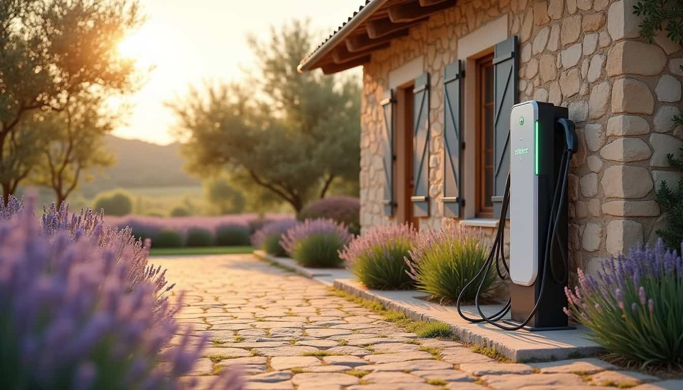 Installation d'une borne de recharge électrique devant une maison à Saint-Saturnin-lès-Avignon
