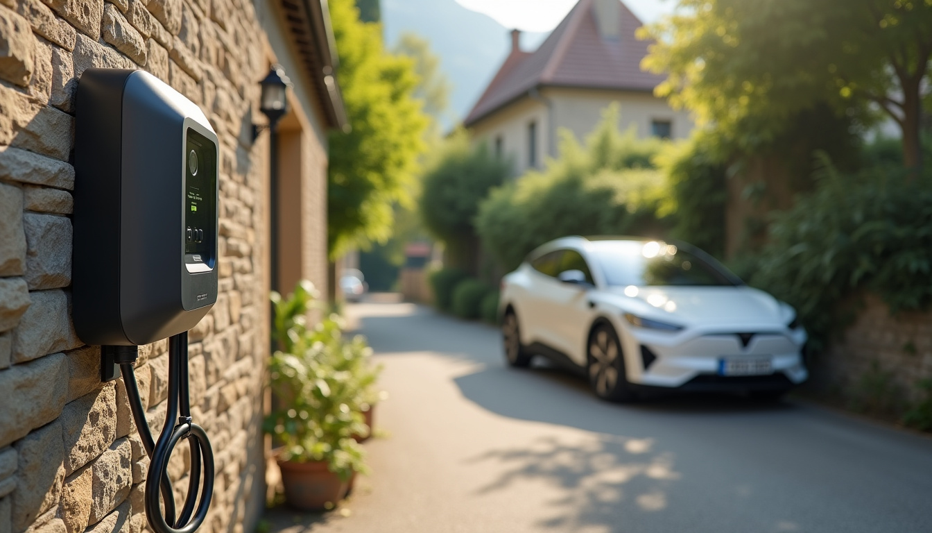 Installation d'une borne de recharge électrique devant une maison à Salins-les-Bains