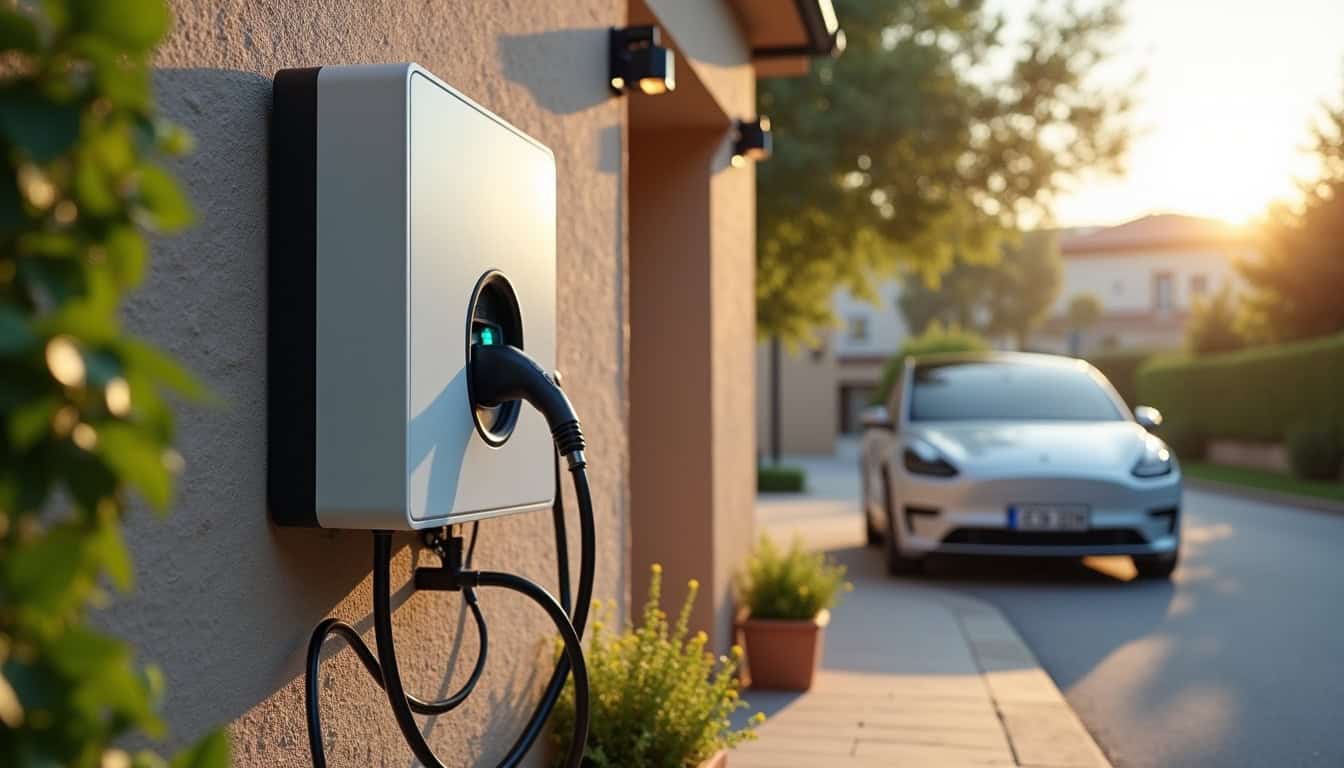 Installation d'une borne de recharge électrique devant une maison à Trouillas