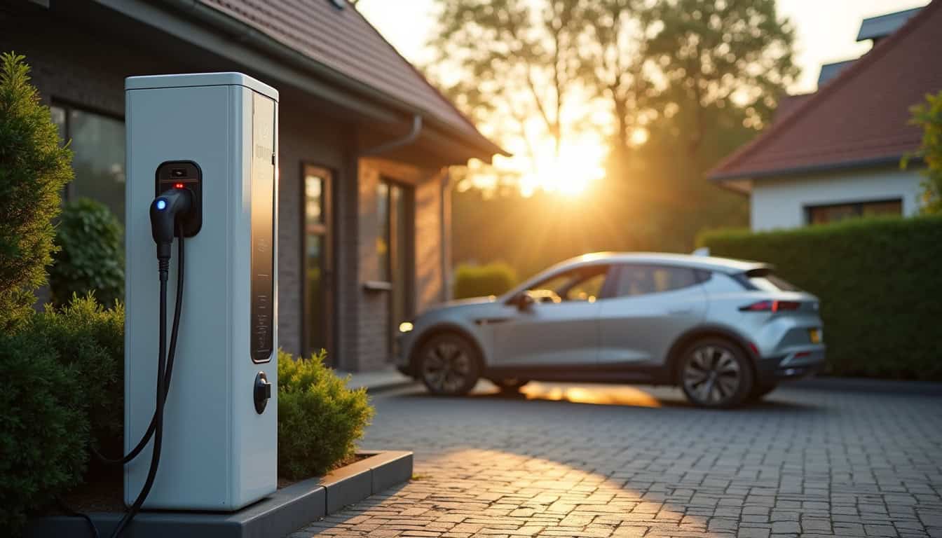 Installation d'une borne de recharge électrique devant une maison à Watten, en milieu résidentiel