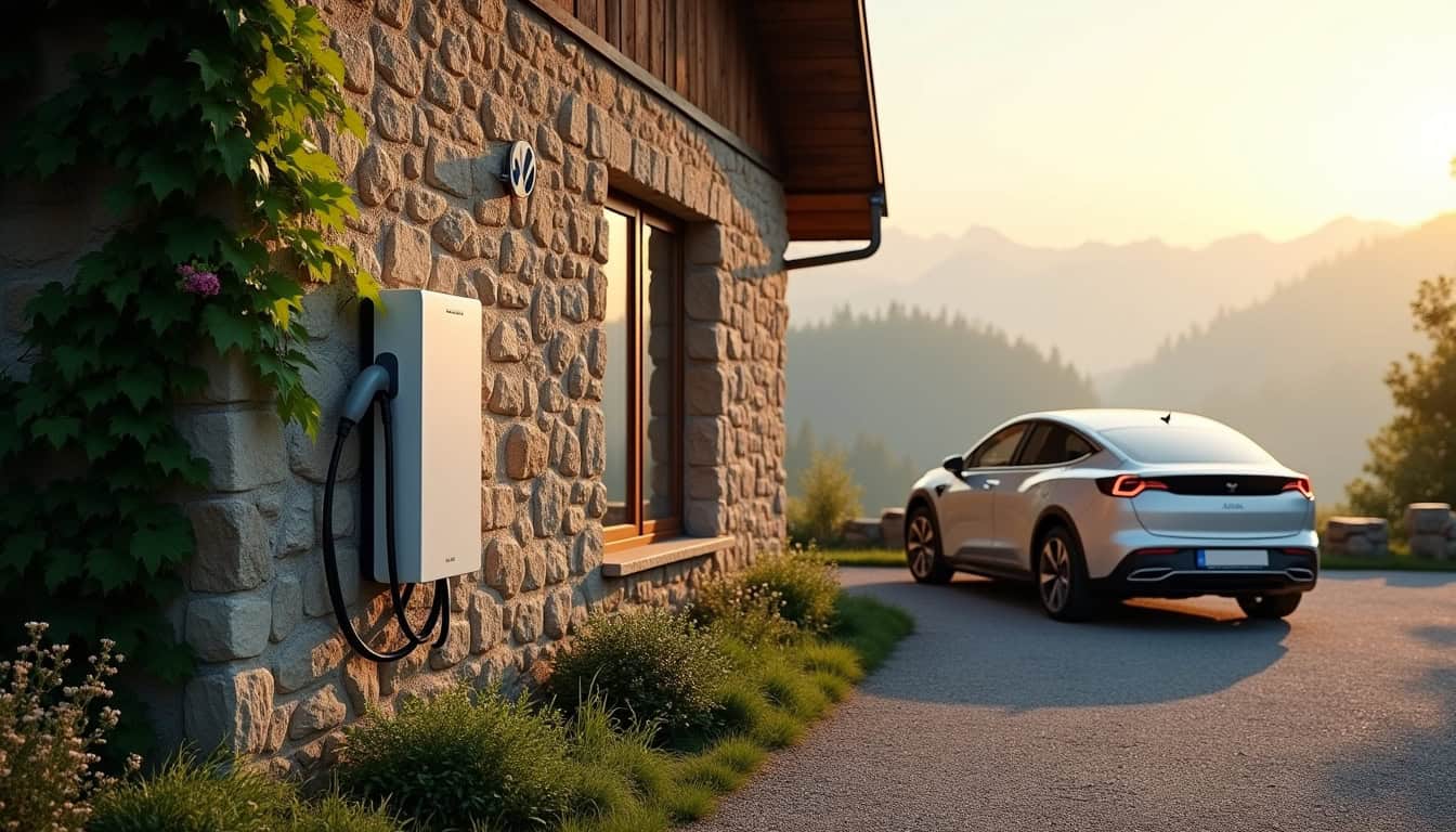 Installation d'une borne de recharge électrique devant une maison à Wihr-au-Val