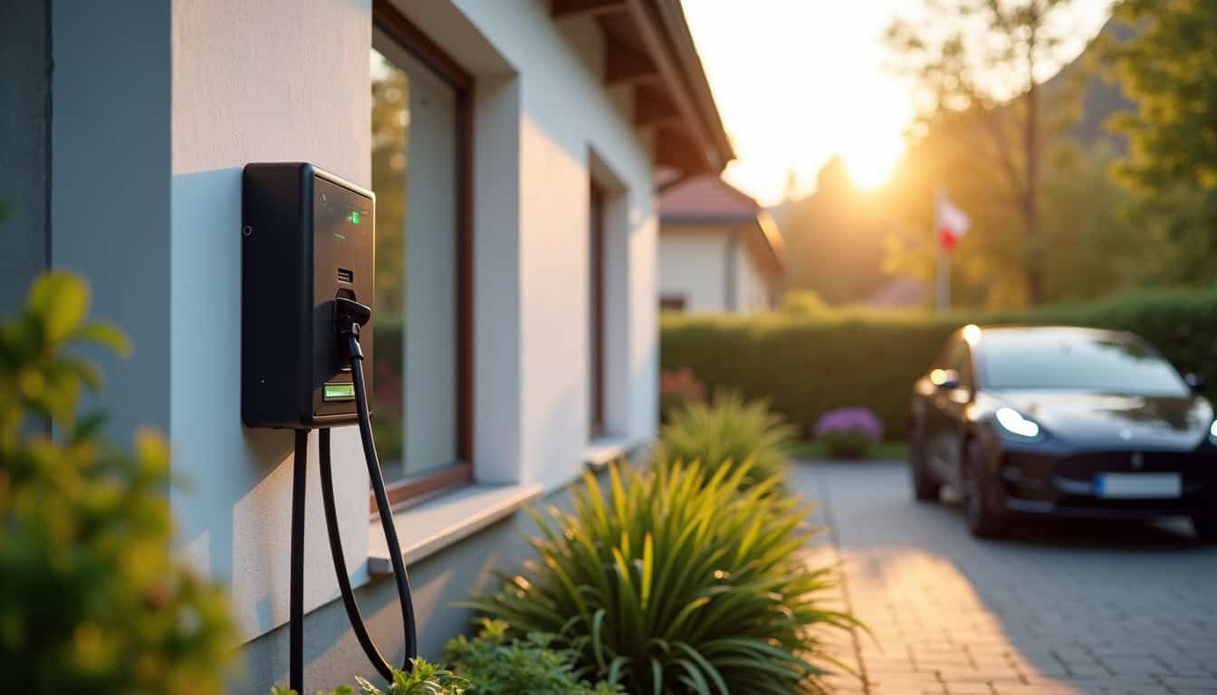 Installation d'une borne de recharge électrique devant une maison individuelle à Hanches