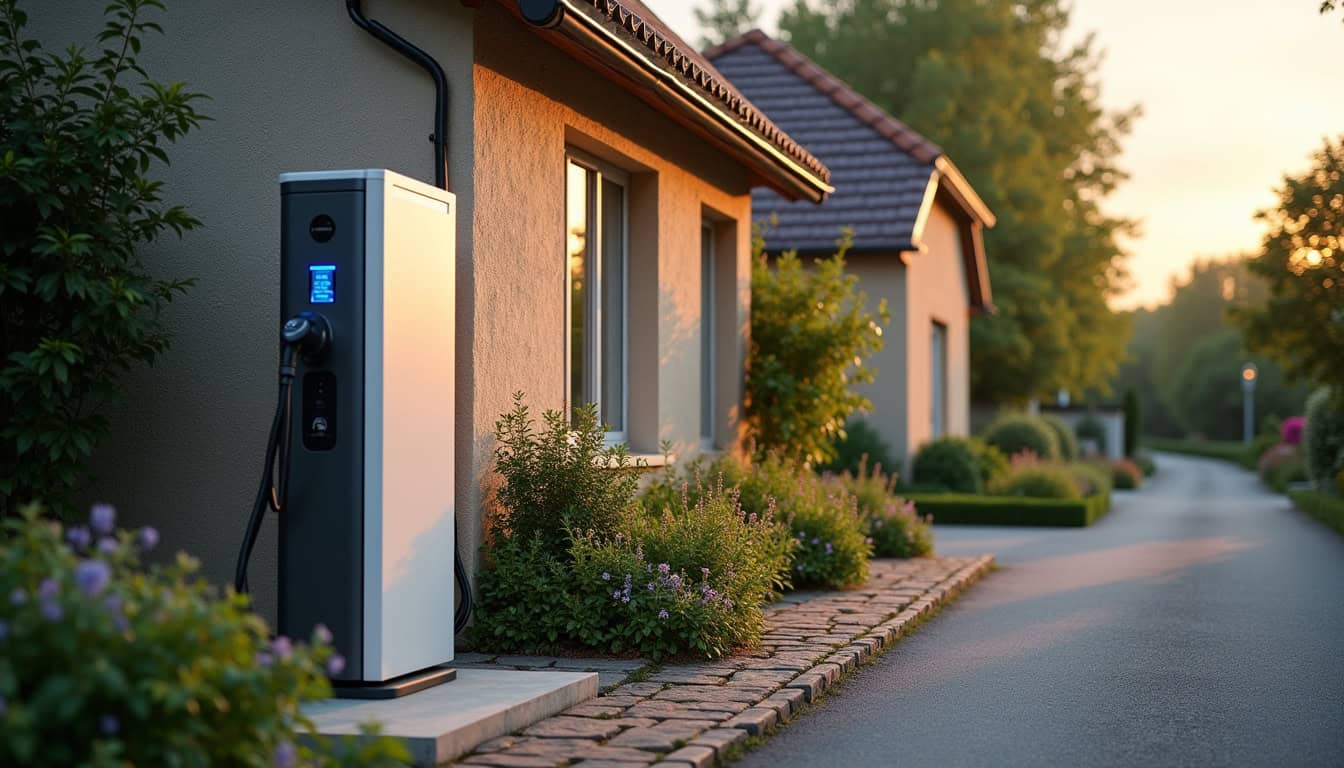 Installation d'une borne de recharge électrique devant une maison individuelle à Saint-Didier-de-Formans