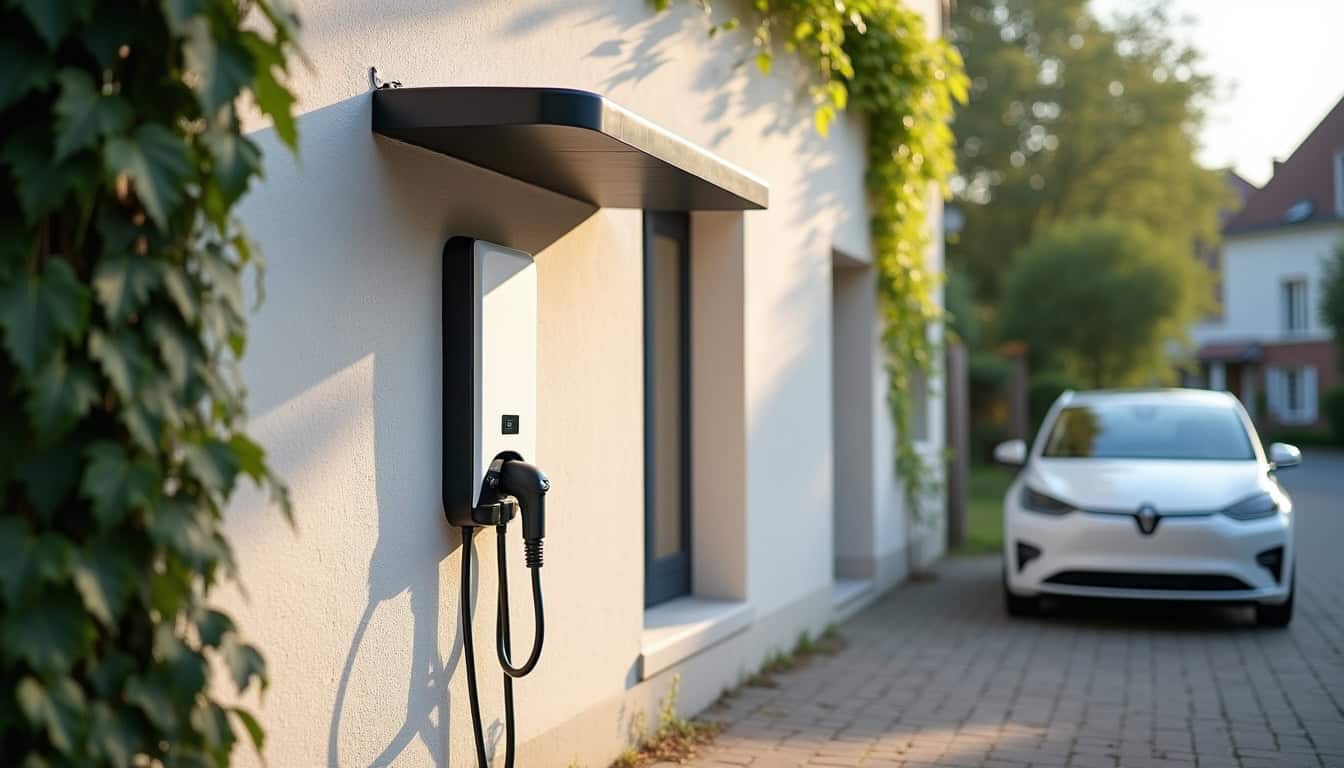 Installation d'une borne de recharge électrique en extérieur à Limeil-Brévannes, sur un mur extérieur protégé des intempéries