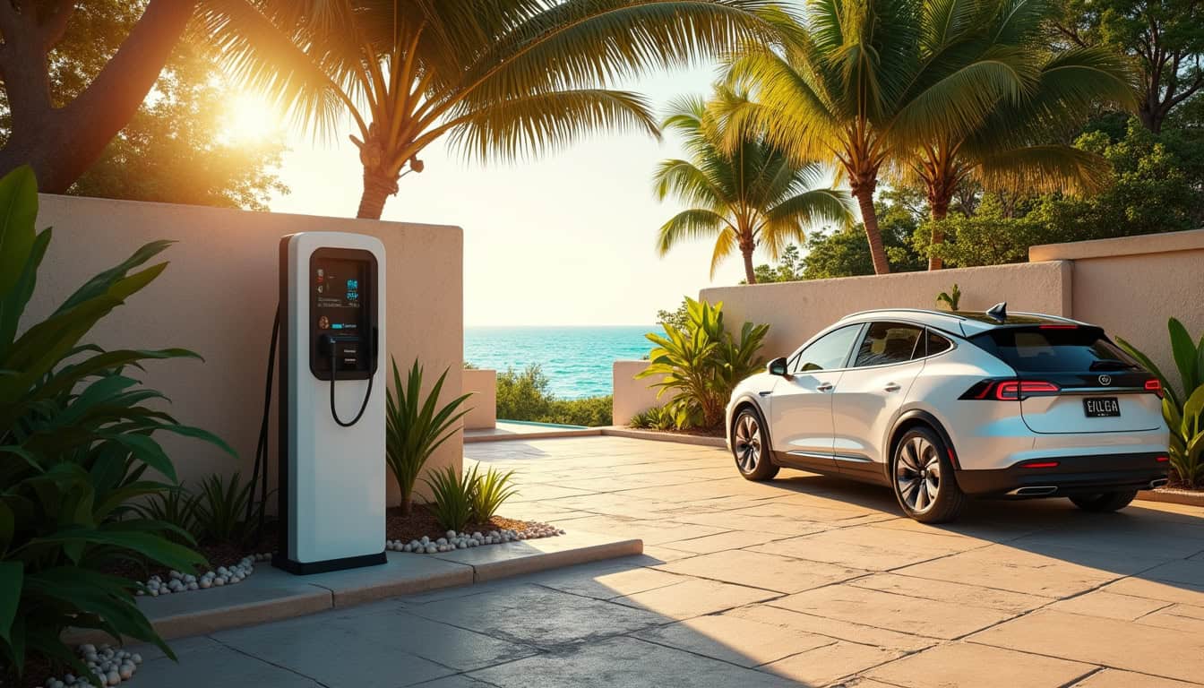 Installation d'une borne de recharge électrique en extérieur à Mayotte