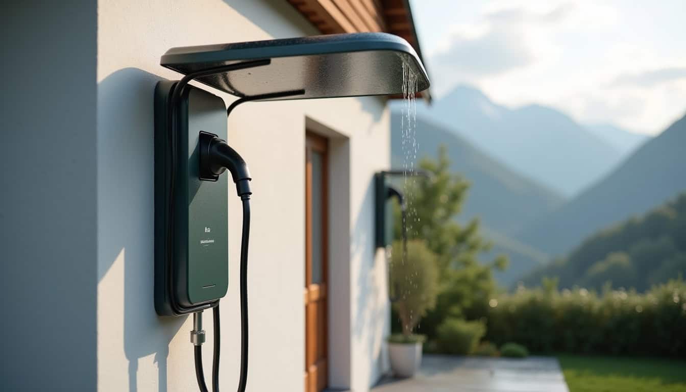 Installation d'une borne de recharge électrique en extérieur à Tresserve, protégée des intempéries