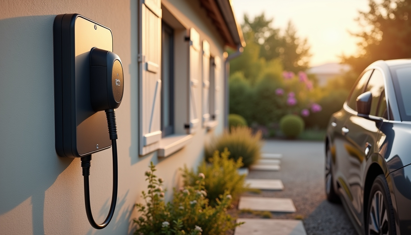 Installation d'une borne de recharge électrique en extérieur près d'une maison à Gennes-Val-de-Loire