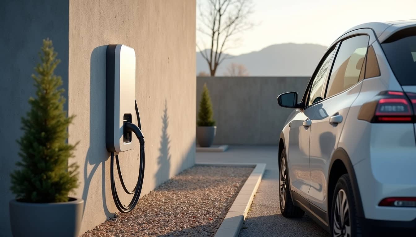 Installation d'une borne de recharge électrique en extérieur sur un parking privé à Villeneuve