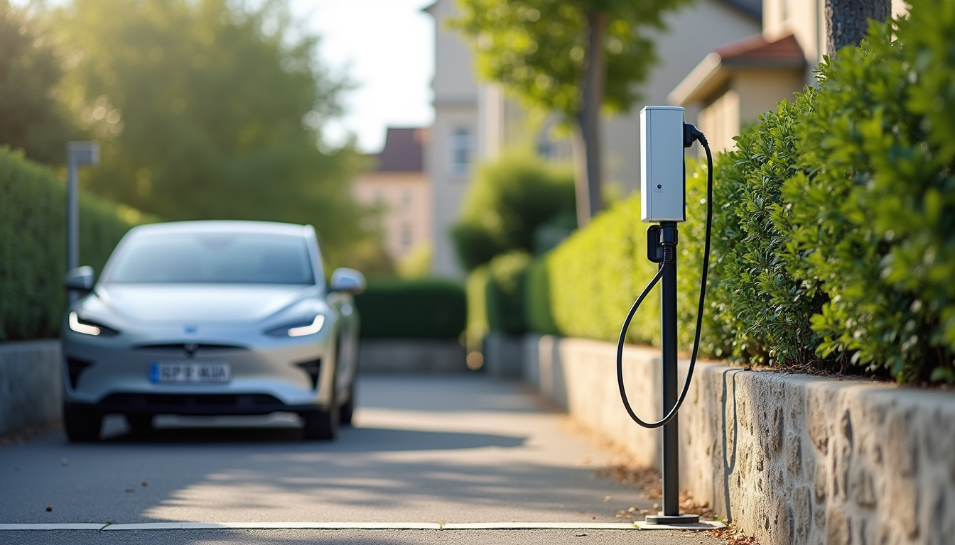 Installation d'une borne de recharge électrique en extérieur sur une place de parking privative à Septeuil