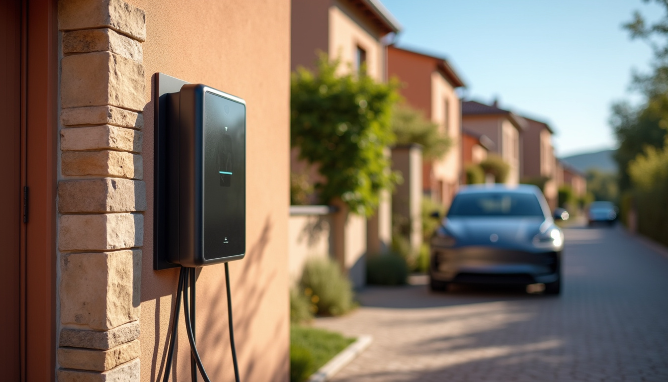 Installation d'une borne de recharge électrique en façade d'une maison à Allan, Drôme