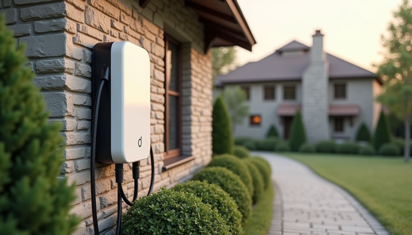 Installation d'une borne de recharge électrique fixée au mur extérieur d'une maison à Challex