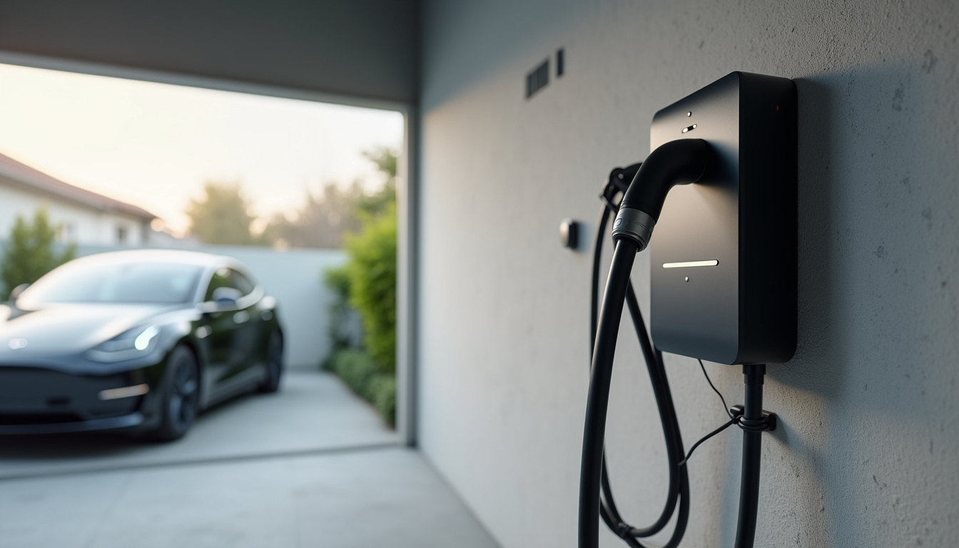 Installation d'une borne de recharge électrique murale dans un garage résidentiel à Échalas