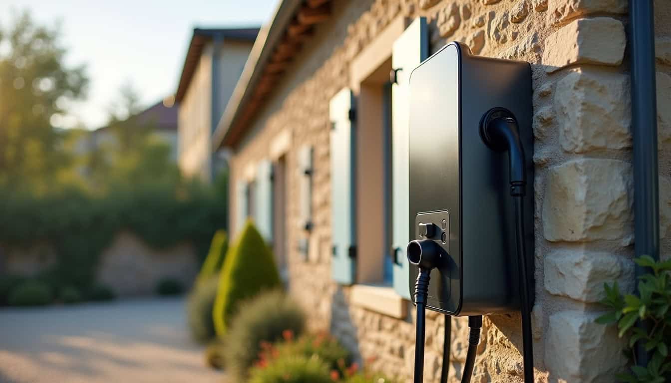 Installation d'une borne de recharge électrique murale sur un mur extérieur à Courville-sur-Eure