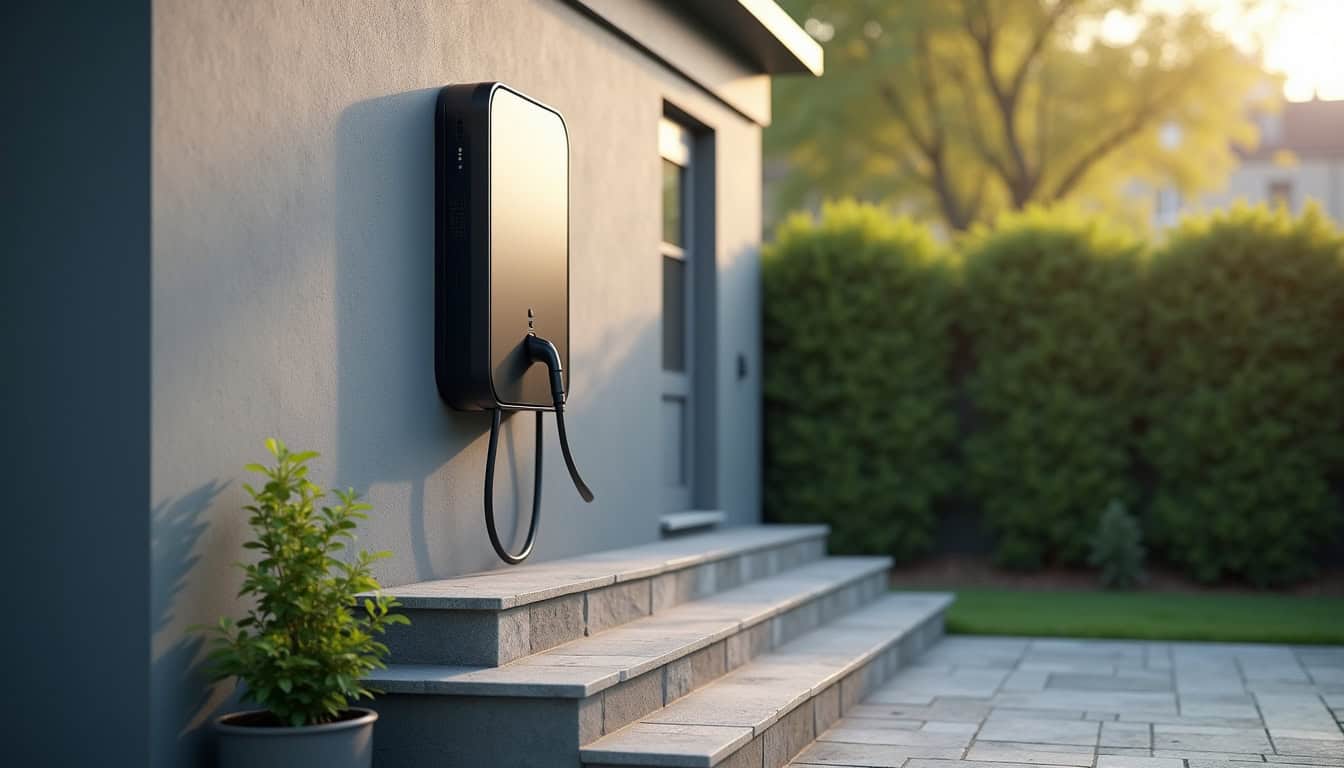 Installation d'une borne de recharge électrique murale sur un mur extérieur