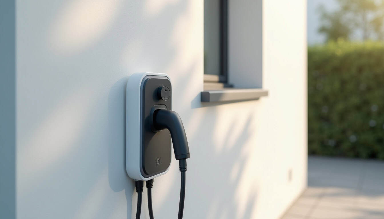Installation d'une borne de recharge électrique murale sur un mur extérieur