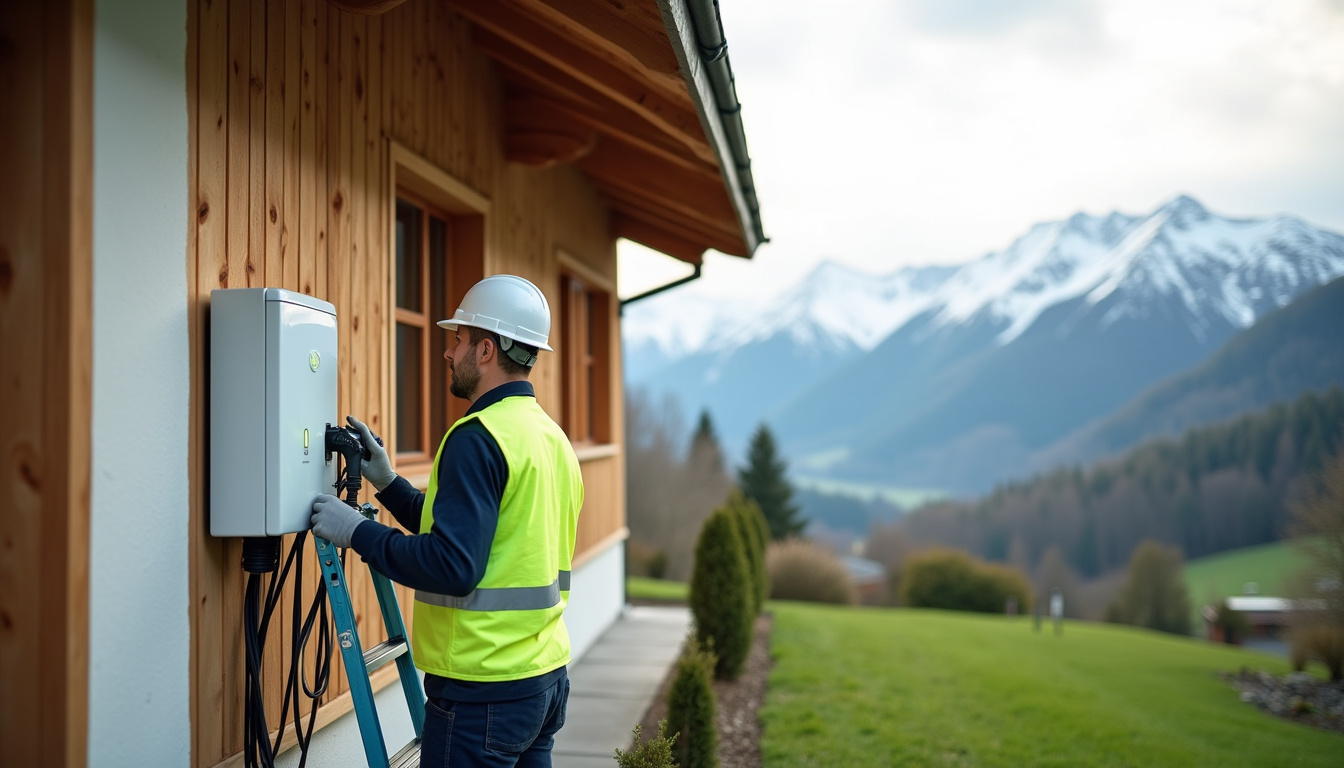 Installation d'une borne de recharge électrique par un technicien certifié IRVE dans une maison à Moûtiers