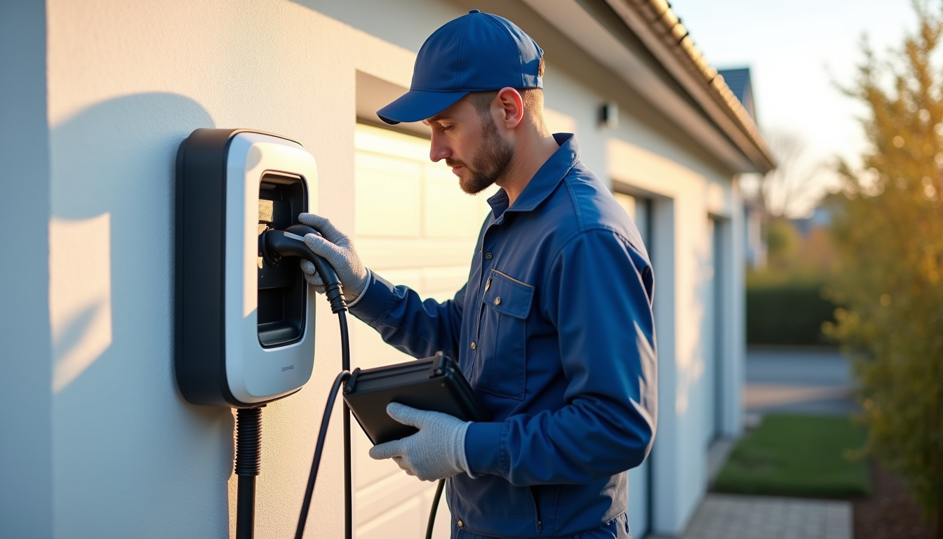Installation d'une borne de recharge électrique par un technicien qualifié à Tréméoc